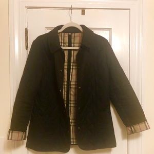 Burberry Nova Check Lined Black Quilted Jacket Med